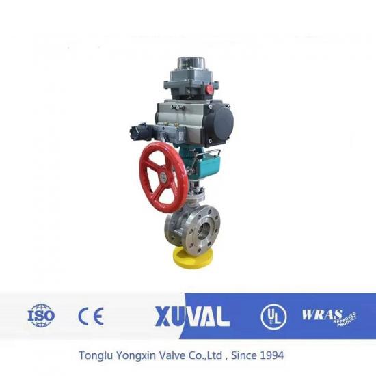 Wafer type V-type pneumatic shut-off ball valve