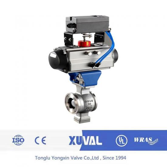 Wafer type V-type pneumatic shut-off ball valve